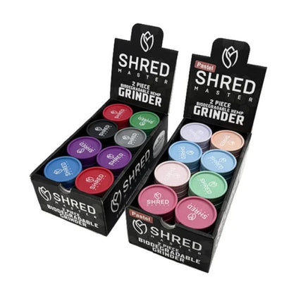 Shred Master Hemp Grinder 2 Piece -24COUNT Pastel