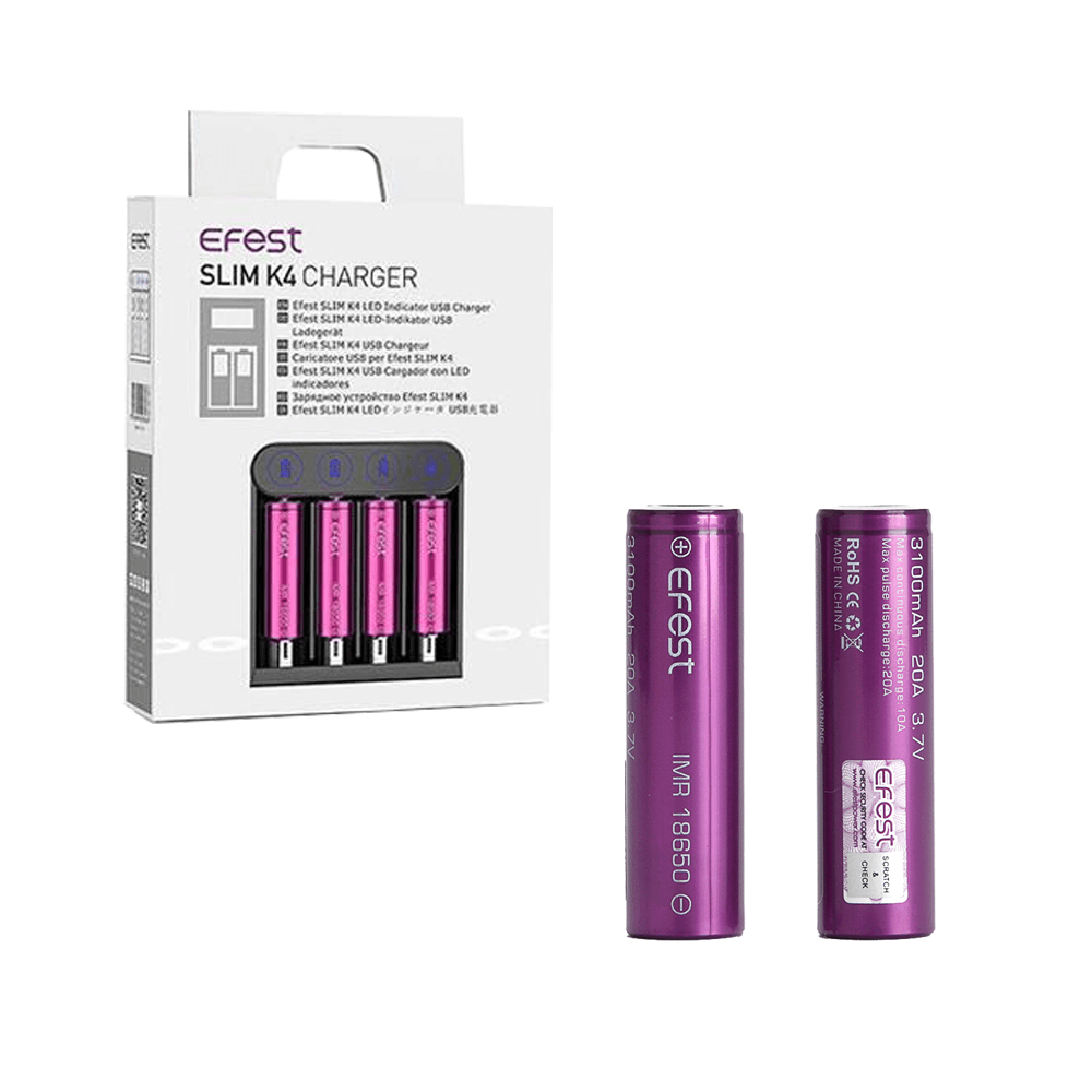 Efest SLIM K4 USB Charger with 2 x 18650 (3100mAh) Battery