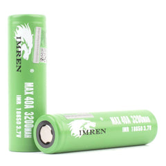 Imren 18650 3200mAh 40A 3.7v Flat Top IMR Rechargeable Batteries - Pack of 2