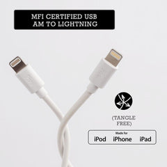 Pivoi MFI Certified USB to Lightning Cable Compatible with Apple Devices 1M, 3-Pack  (White)