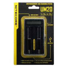 Nitecore UM20 2-slot Digital USB Charger, for 18650 battery etc
