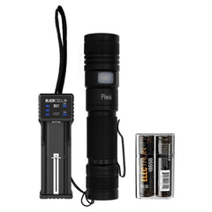 10W LED Flashlight with Blackcell BU1 Charger and 2 x 18650 Battery