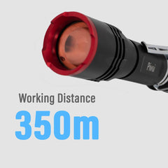 Pivoi 15W LED Flashlight, IP44 Water Resistant, Zoom focus, Metal body, 1000 Lumens - Uses 1x 18650 Battery