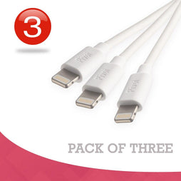 Pivoi MFI Certified USB to Lightning Cable Compatible with Apple Devices 1M, 3-Pack  (White)