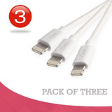 Pivoi MFI Certified USB to Lightning Cable Compatible with Apple Devices 1M, 3-Pack  (White)