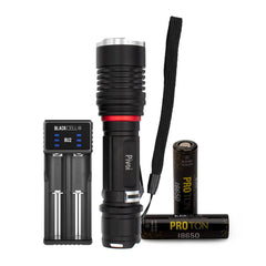 10W LED Rechargeable Flashlight with Blackcell BU2 Charger and 2 x 18650 Battery