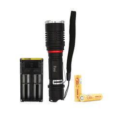 10W LED Rechargeable Flashlight with NiteCore I2 IntellCharger and 2 x 18650 Battery