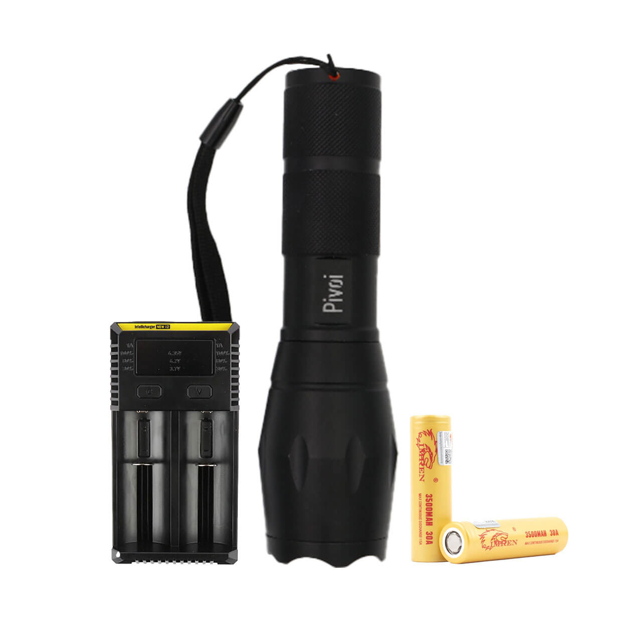 10W Rechargeable Flashlight with NiteCore I2 IntellCharger and 2 x 18650 Battery