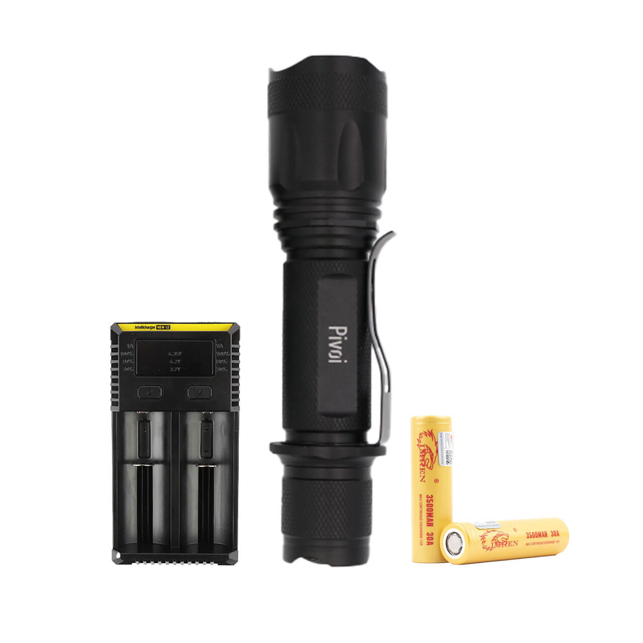 1000 Lumens Ultra Bright Flashlight with NiteCore I2 IntellCharger and 2 x 18650 Battery