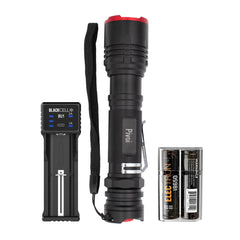 15W Water Resistant Flashlight with Blackcell BU1 Charger and 2 x 18650 Battery