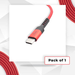 Pivoi USB 2.0 AM to Type C Fast Charging 6.6ft Long Nylon Cable, 1-Pack (Red)