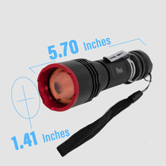 Pivoi 15W LED Flashlight, IP44 Water Resistant, Zoom focus, Metal body, 1000 Lumens - Uses 1x 18650 Battery